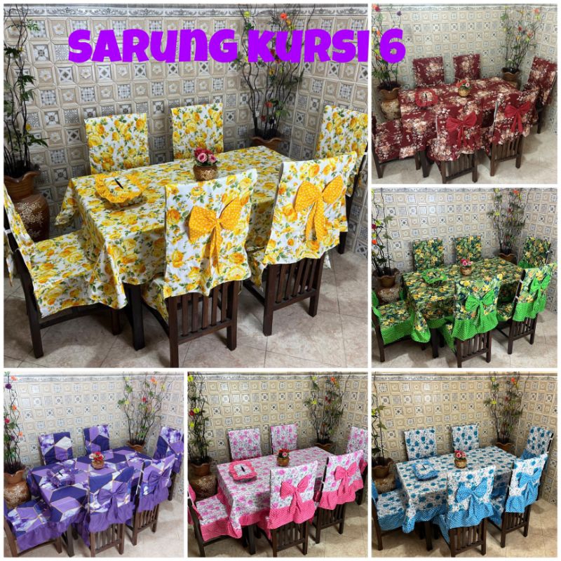 Sarung Kursi 6 taplak meja makan