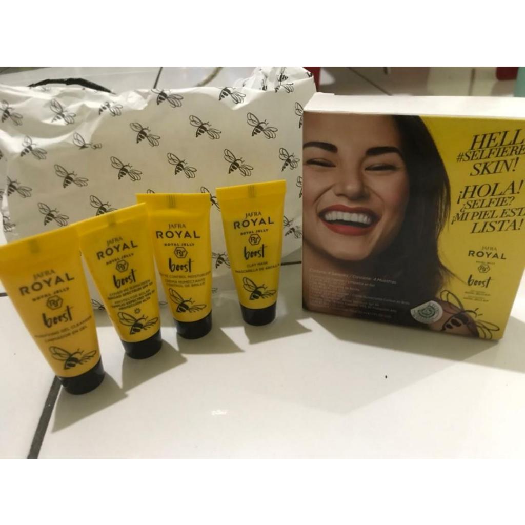 Jafra Travel Size Royal Boost Kuning Purifying Gel Cleanser, Matte control Moisturizer, Cover Me Sun