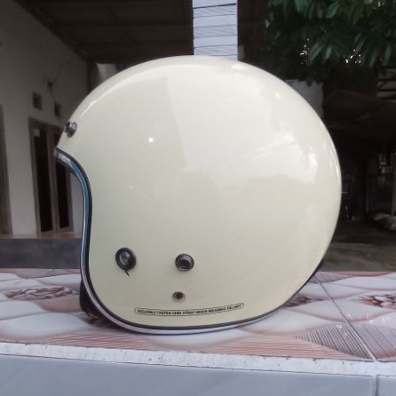 HELM BOGO RETRO LIST CROME PREMIUM PRIA WANITA TANPA KACA DAN PET SNI helmet