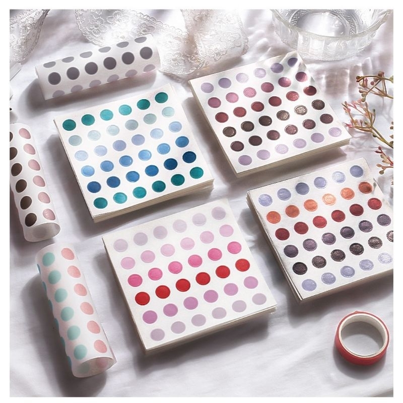 

(cutting stiker) 1 lembar dot sticker hiasan jurnal scrapbook diary - stiker lingkaran penanda jurnal