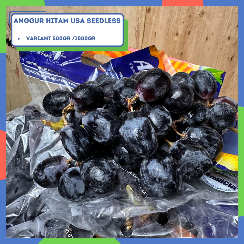 

Anggur Hitam USA Seedless (PREMIUM MANIS) - Pack 500gr / 1kg
