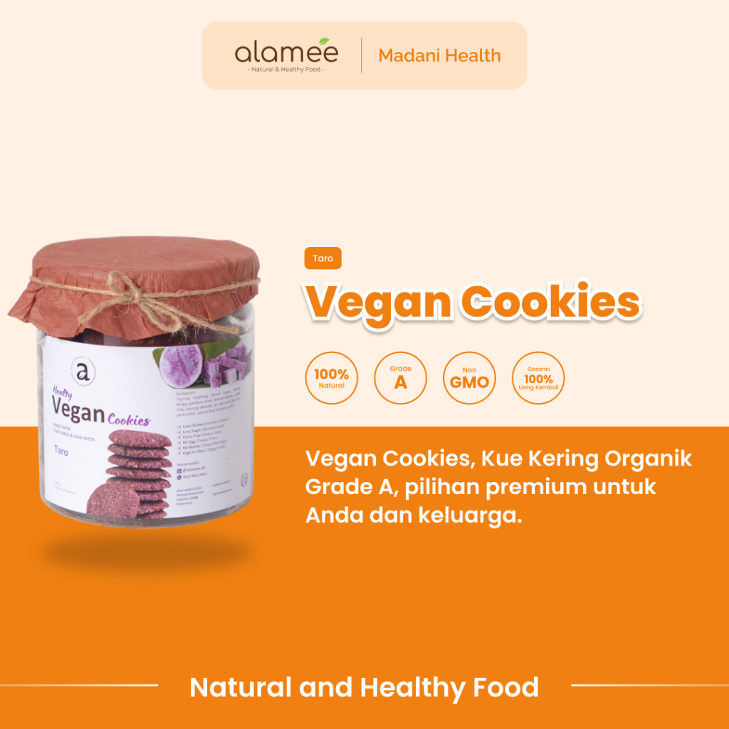 

ALAMEE Cookies Diet - Taro Kue Kering Cemilan Sehat Healthy Vegan Snack Sehat Less Sugar 220gr