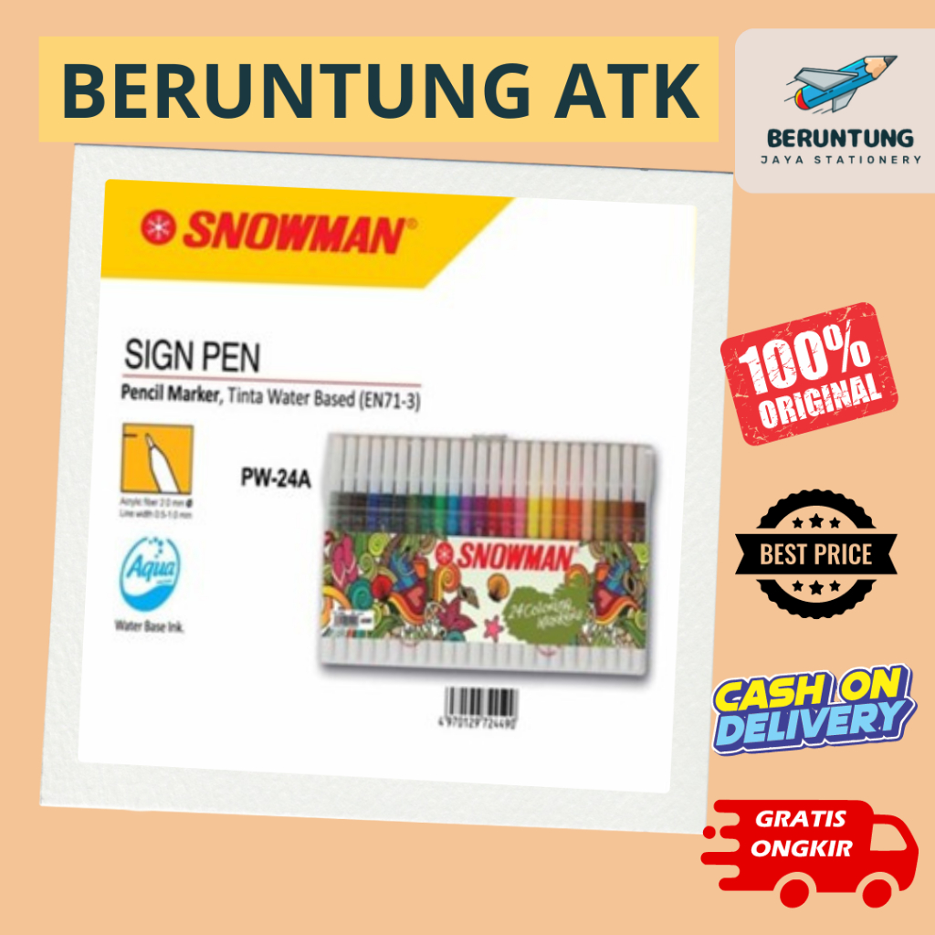 

Spidol Snowman kecil 12 warna PW-12A & 24 warna PW-24A