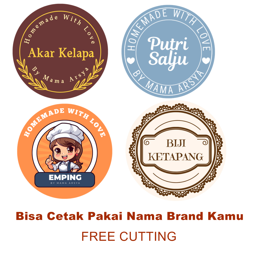 

190pcs STIKER KUE LEBARAN CUSTOM / LABEL KEMASAN TOPLES KUE / STIKER KUE ESTETIK