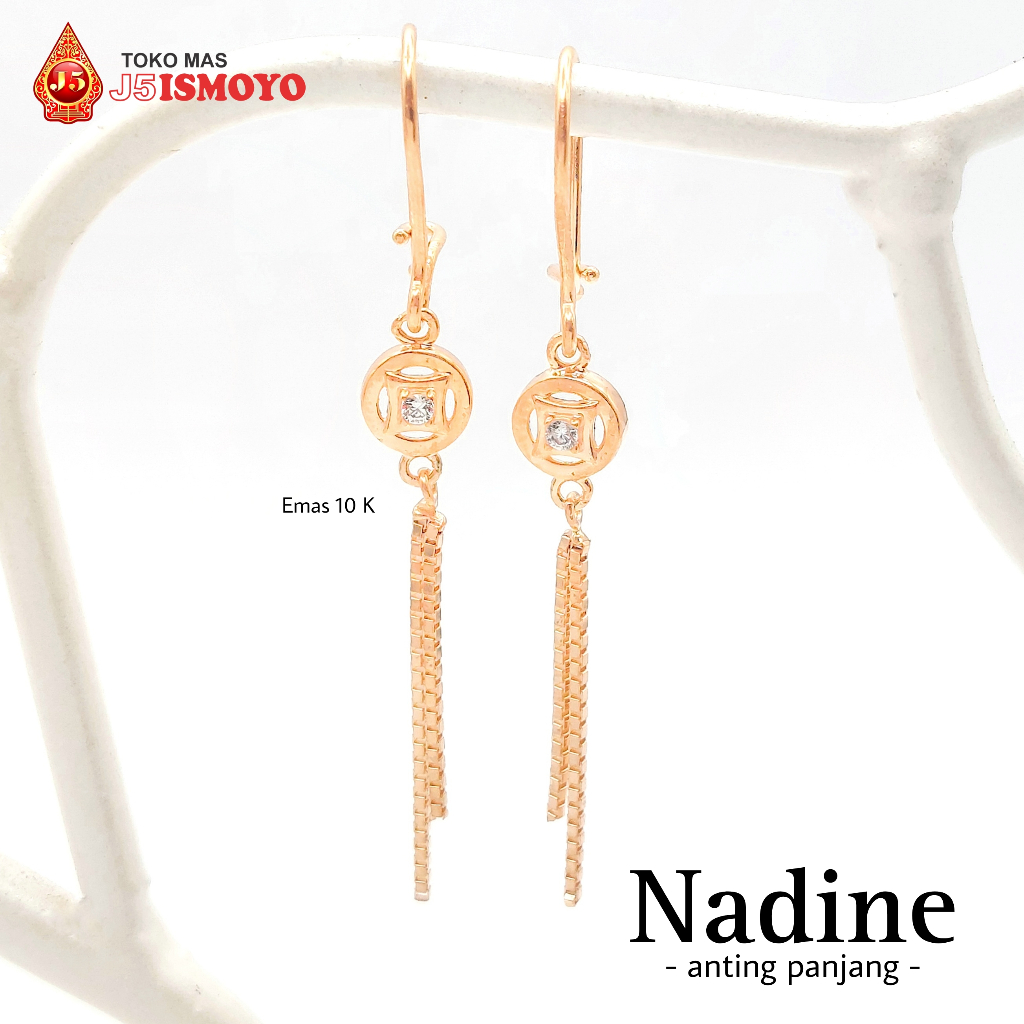 Anting Emas Mas Asli Model Panjang Nadine J5 Ismoyo