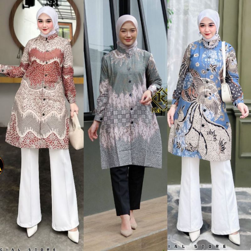 COD, BAJU TUNIK BATIK MODERN KANCING DEPAN ATASAN BATIK KANCING DEPAN TUNIK KANTOR