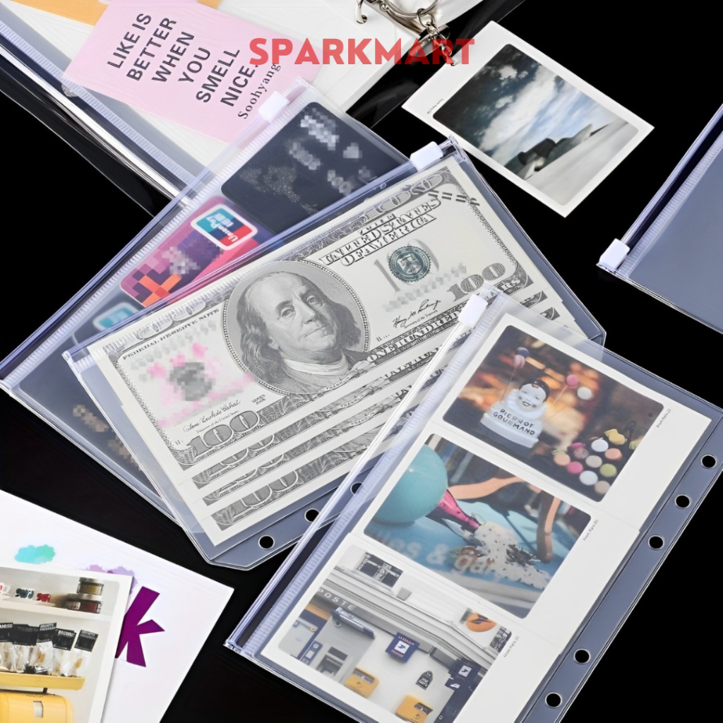

Zipper Pocket Binder A5 6 Hole Bag - Transparent