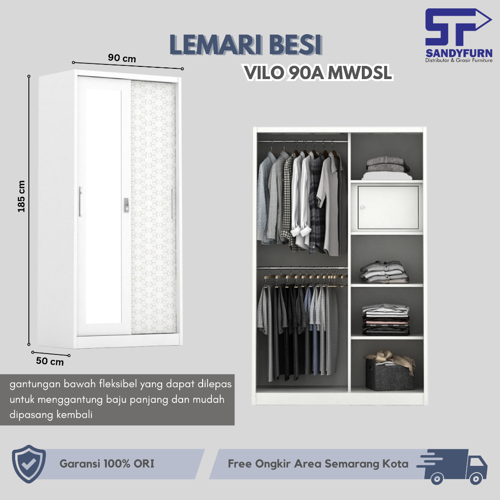LEMARI BESI - Lemari Pakaian Besi Sliding / Pintu Geser - VILO