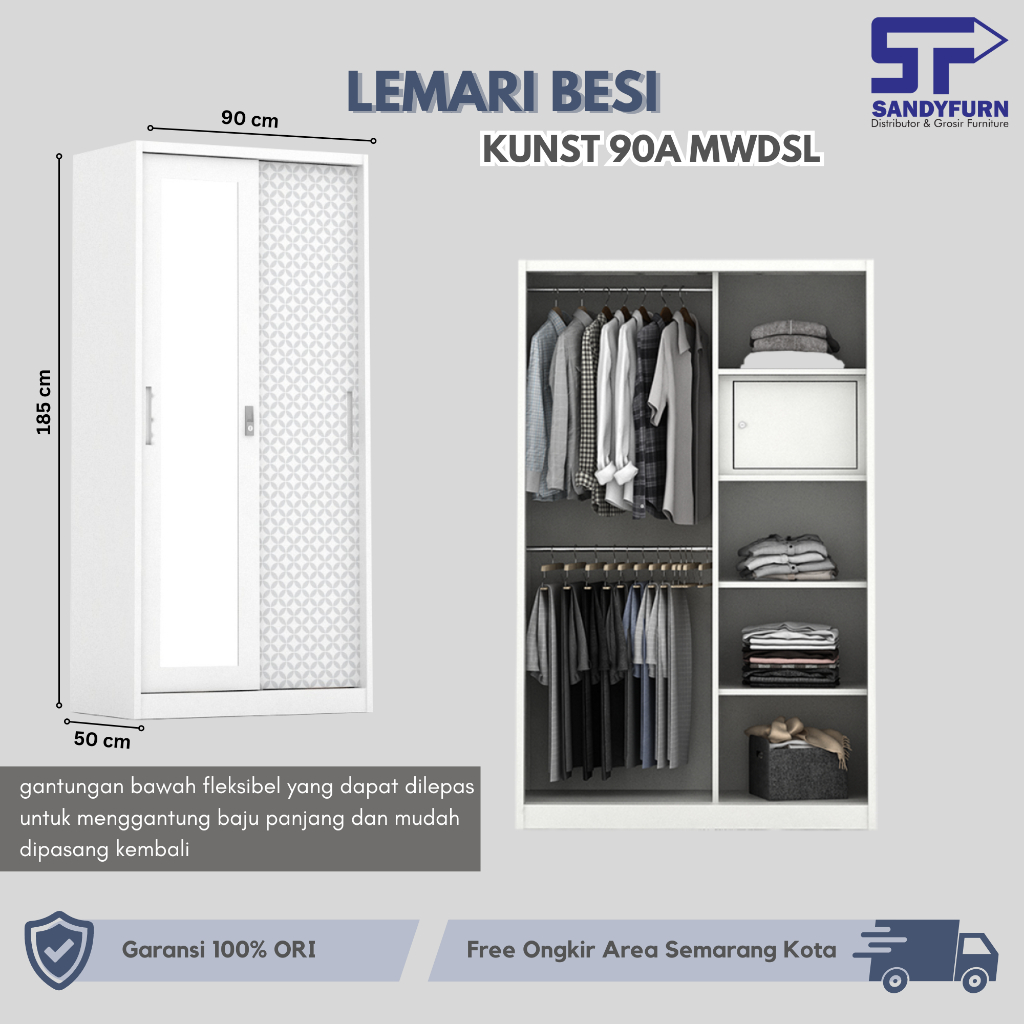 LEMARI BESI - Lemari Pakaian Besi Sliding / Pintu Geser - KUNST
