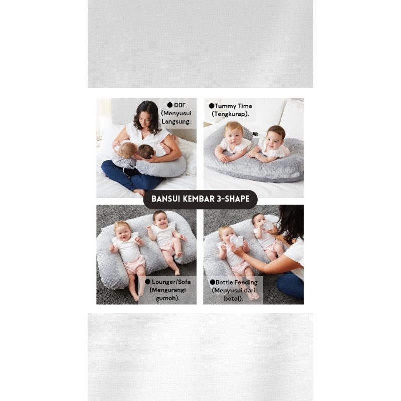 Sarung bantal menyusui bayi kembar 3shape