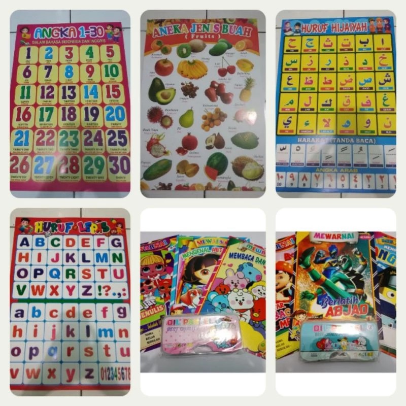 [HARGA MURAH] Poster anak,Poster edukasih,Poster anak, poster edukasi pengenalan huruf berhitung tem