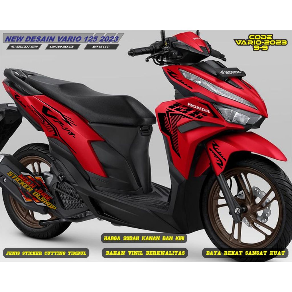 sticker cutting custom motor honda vario new 125 gen 2 th.2023 body merah