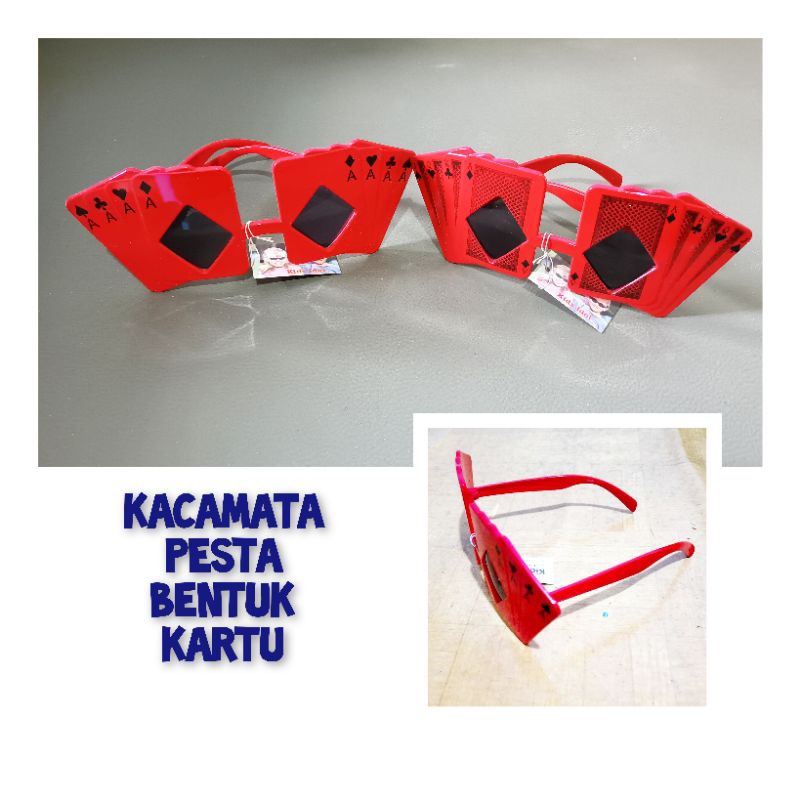 Kacamata hitam fashion dewasa bentuk kartu remi As King queen Jack JOKER merah untuk costume party f