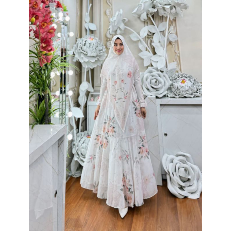 Keenan Syar'i  Gamis Syar'i Mewah Dan Elegant Bahan Ceruty Babydoll Printing Epson Dan Jersey Korea
