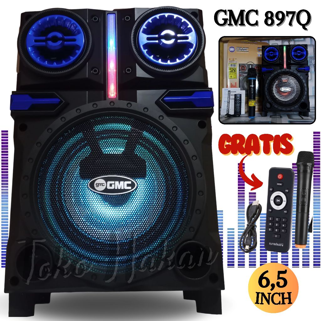 Speaker GMC 897Q Bluetooth Portable 6.5 inch Pairing free Mic Wireless | Salon Aktif Bluetooth GMC S