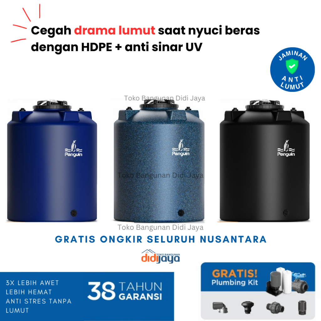 Tandon Air Penguin Anti Lumut Toren Air Tangki Air Penguin TB 110 1000 Liter FREE ONGKIR SE-JAWA