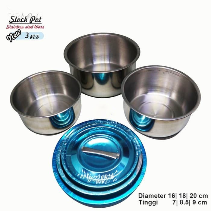 Set Panci Stock Pot Panci Susu Mini Stainless Steel Panci Sup Soup Pot Baskom dengan Tutup