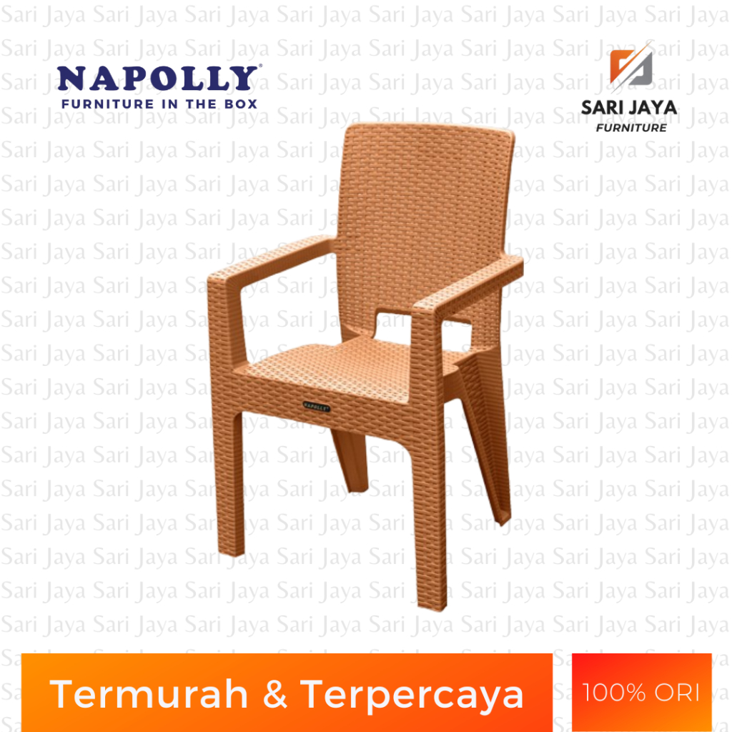 Kursi Plastik Napolly dengan Tanganan Motif Rotan KRS-8R3 ARM