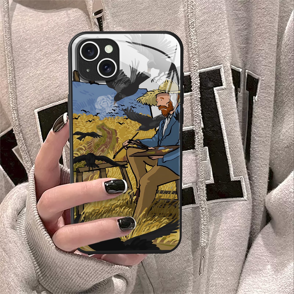 sjsjWODECASE Leopard Betty Boop Protective Acrylic Case untuk iPhone 11-15 Pro Max