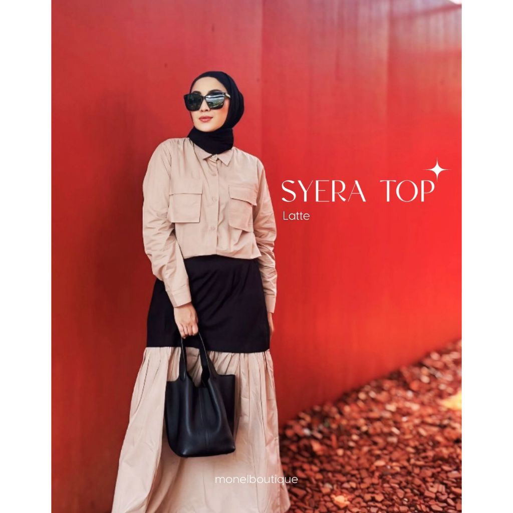 KEMEJA SYERA TOP LATTE BY MONEL BAHAN COTTON ATASAN PREMIUM MURAH KEMEJA WANITA TANGAN PANJANG