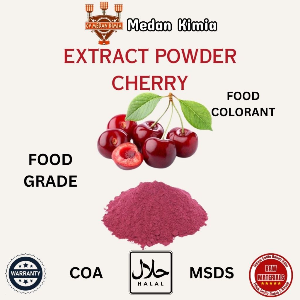 

Extract Powder Cherry 50gr / Bubuk Ekstra Buah Ceri 50gr Powder Makanan Minuman Food Grade