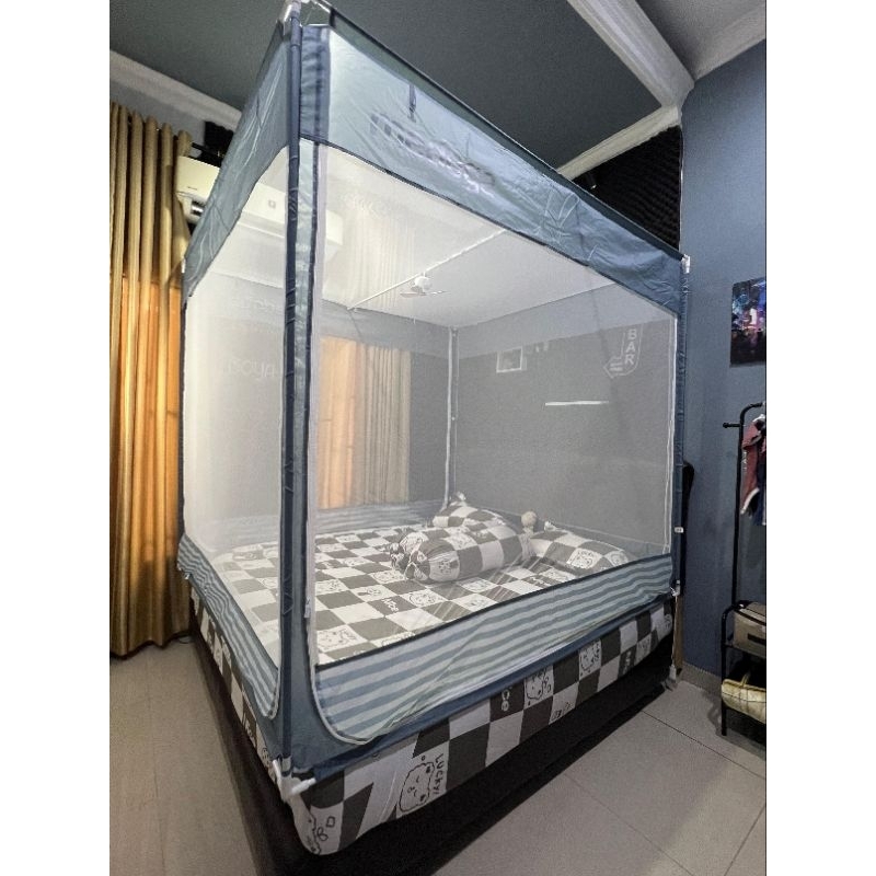 Preloved Kelambu Medoga ukuran 180cmx200cm + Kipas angin lampu tidur dalam kelambu medoga