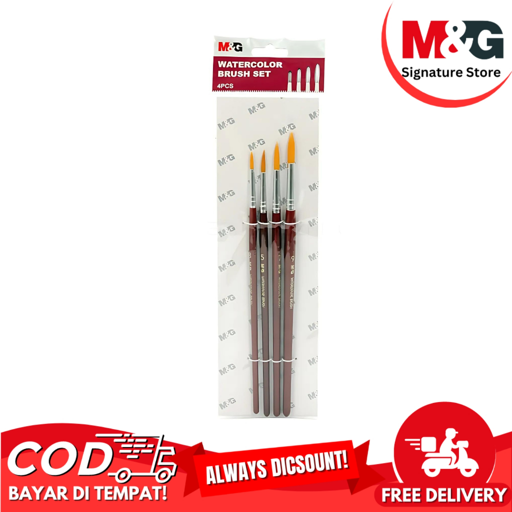 

Kuas Lukis Cat Air Brush Set M&G Watercolor Brush Set 4 Pcs #ABH97890