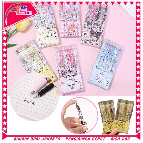 

AS Pulpen Mekanik 0.5mm Set Isi 6 Pcs Motif Kartun Series Set Pena Gel 0.5mm Karakter Lucu Pulpen Gel 6IN1 Warna Hitam Bolpoint Tinta Gel Cair 6 Pcs Journaling Pen Alat Tulis