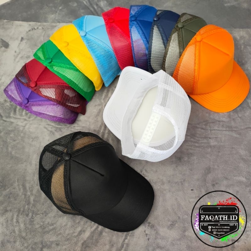 TOPI POLOS PRIA HITAM TRUCKER JARING JALA POLOS