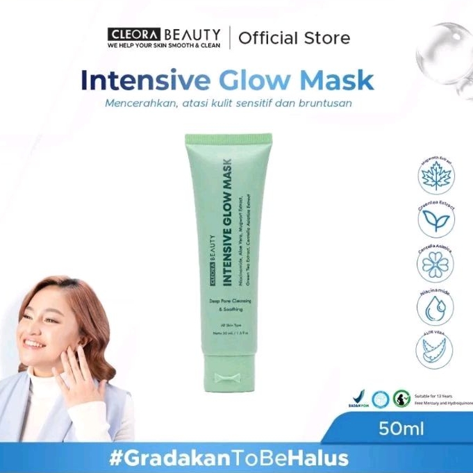 CLEORA Intensive Glow Mask 50ml - Masker Wajah Glow Mask Cleora Beauty