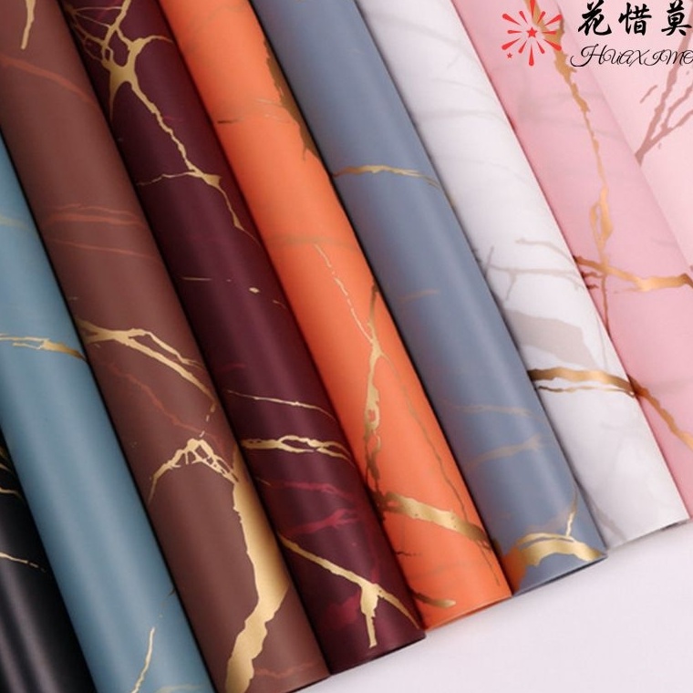 

Super Harga 1 pak 2 lembar cellophane kertas bucket bunga motif marble