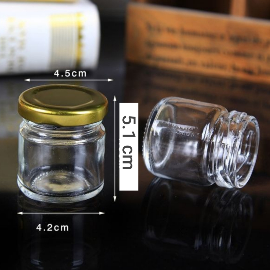 / 12 PCS 30 ML JAR SILINDER KACA TUTUP GOLD 30ML / BOTOL KACA SILINDER JAR 30 ML LS30