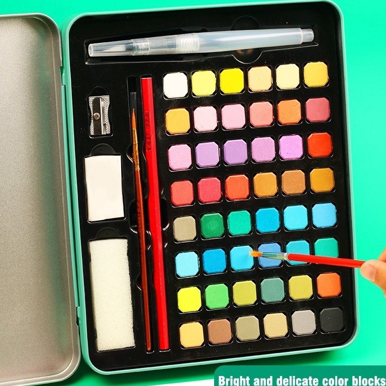 

Obral Terlaris Ready3648 warna Solid Watercolor Paint Set Cat Air Padat Warna Terang Dengan Kuas Air Otomatis