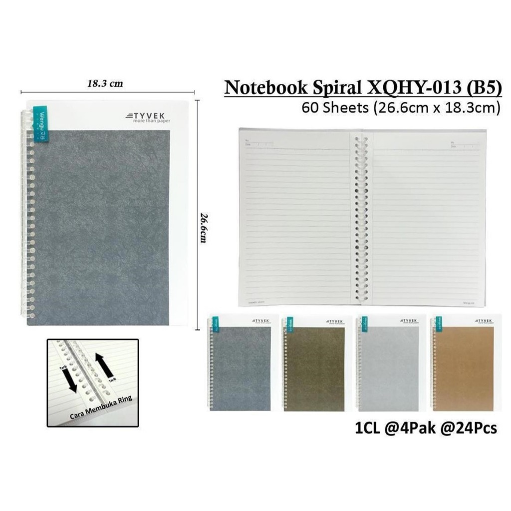 

WENGU NOTEBOOK SPIRAL 60 LEMBAR TYVEK Xqhy-013-B5