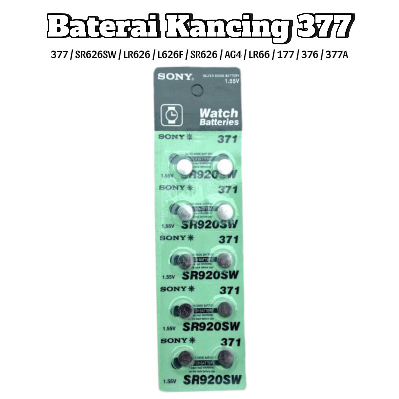 [6pcs] Baterai Jam Tangan Sony 377 / 626SW / Baterai Kancing Sony 377/626 / Baterai Coin 377