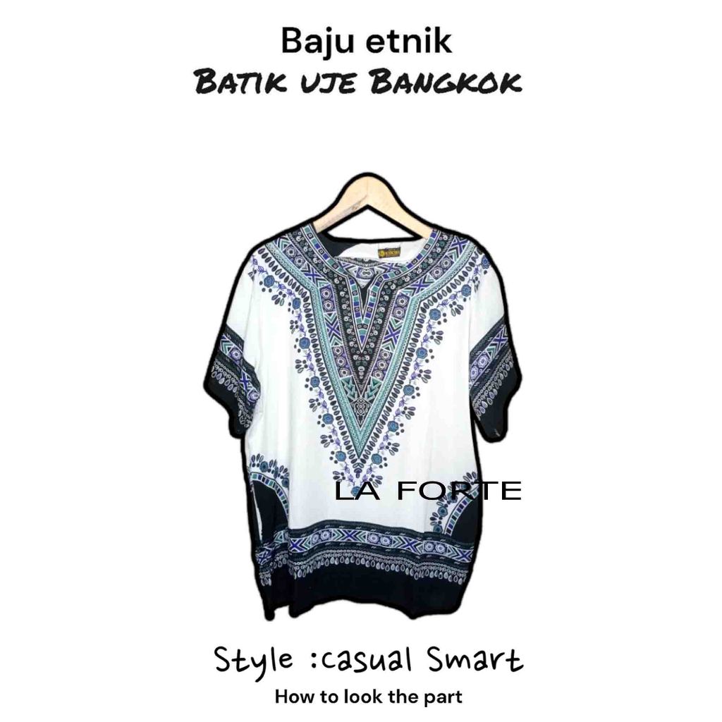 Baju etnik batik V thailand - pria wanita - baju casual santai - baju pantai - adem dan lembut