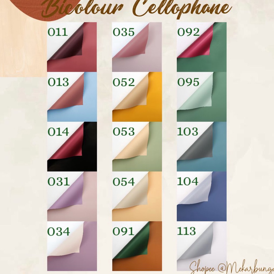 

Stock Update K 12 Lembar Kertas Bunga Cellophane Bicolour 2 Warna Korean Flower Wrapping Waterproof Floral Wrap Buket Bunga