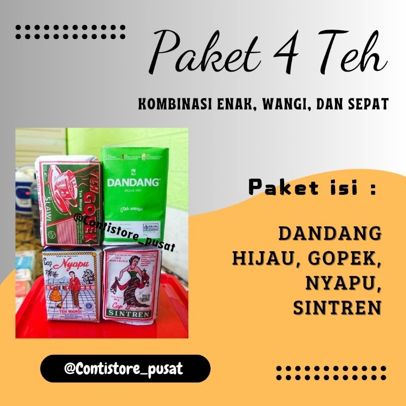 

Paket 4 Teh Tubruk Kombinasi Racikan Angkringan Khas Solo/ Teh Wedangan Viral Bu Warsinem