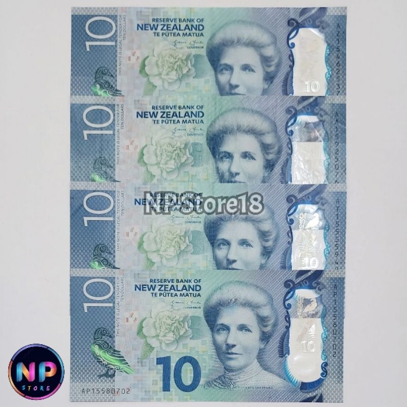 Souvenir Uang Asing Kuno New Zealand 10 Dolar Polymer