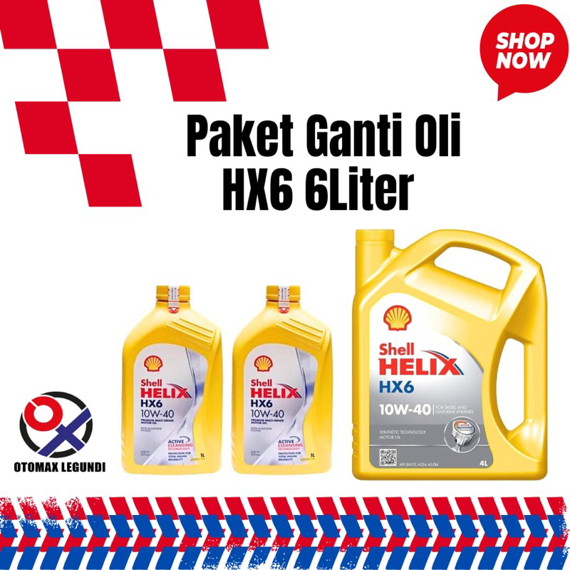 Paket Murah Ganti Oli mobil HX6 6 Liter 10W-40