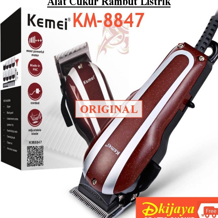 Kualitas Terkini  Kemei 8847 Original Mesin Alat Cukur Rambut Colok Listrik Hair Clipper Elektrik KM
