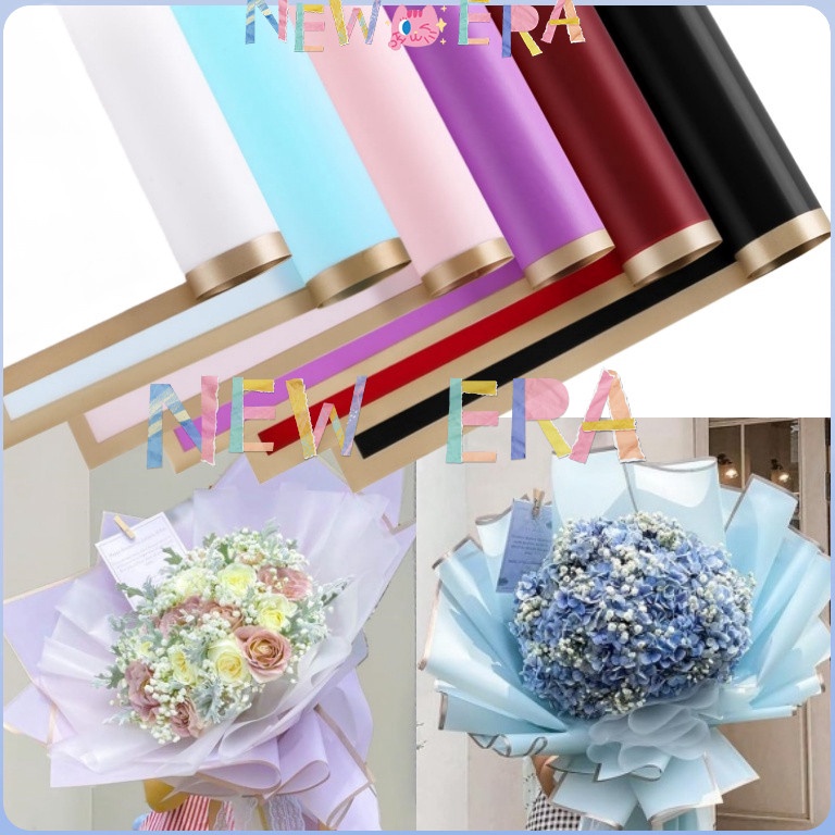 

Super Model NewEra 2 Lembar Flower Wrapping Gold Line Color Cellophane Kertas Buket Bunga Cellophane Florist Kertas Pembungkus Bunga