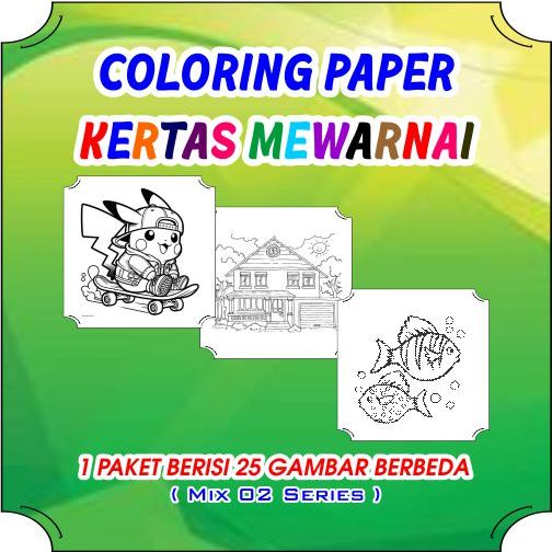 

Kertas mewarnai, coloring book, mix 02 isi 25