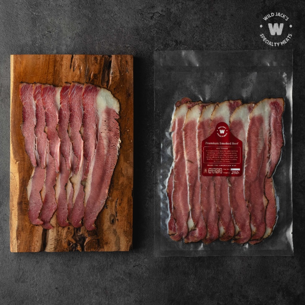 

RB Premium Smoked Beef / Premium Smoked Beef Rasher / Smoked Beef Slice / Daging Sapi Bacon