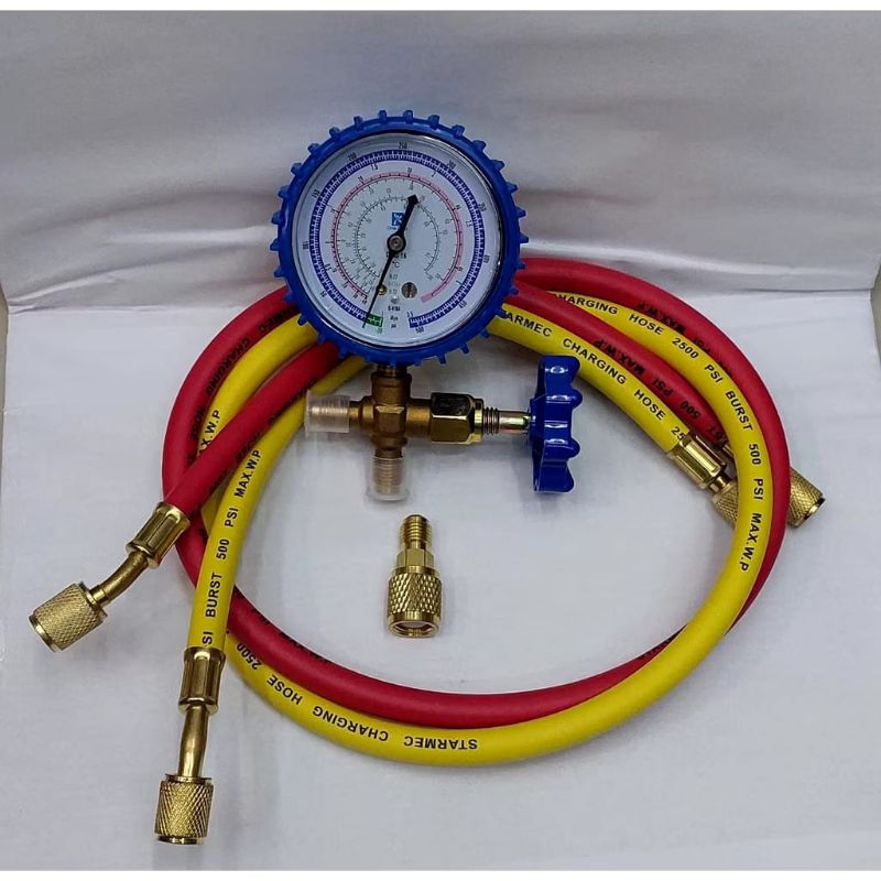 SATU SET MANIFOLD AC DAN KULKAS MULTI  500 PSI UNTUK REFRIGERANT R32, R410, R22, R134, R600, R404, R