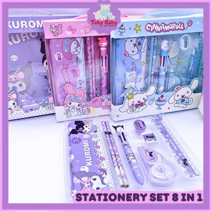 

Set Alat Tulis Anak 8 in 1 Suvenir Kado Motif Sanrio Stationary Set Perlengkapan Sekolah Lucu