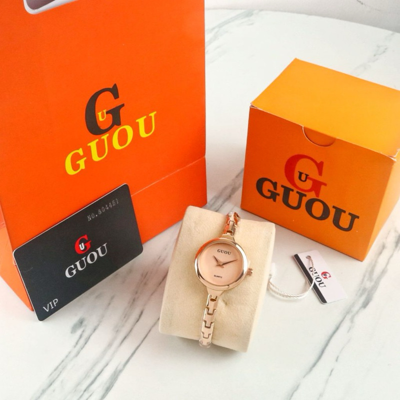 ( BISA COD ) Jam Tangan Wanita GUOU Original Rantai Stainless Steel Jam Tangan Fashion Cewek