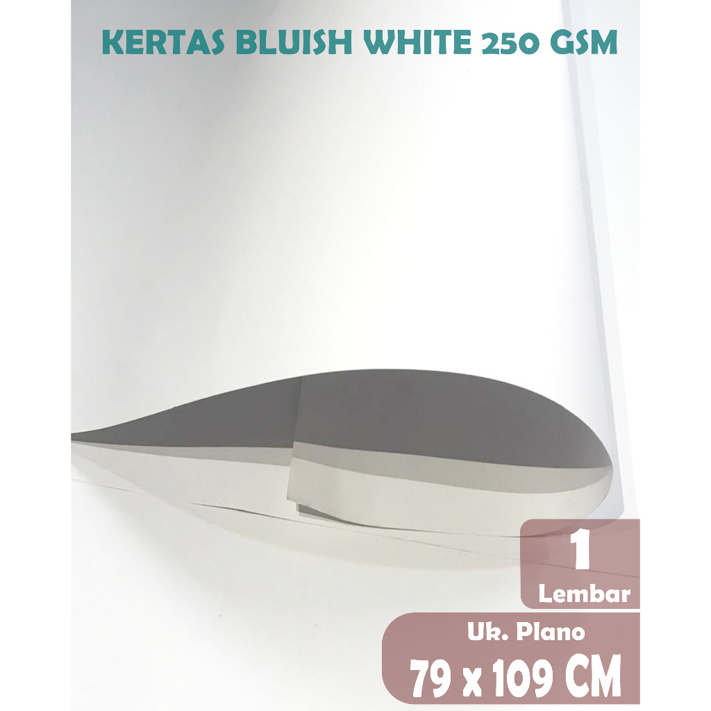 

KERTAS BW 250 - KERTAS BLUISH WHITE PUTIH UKURAN PLANO ( 79 X 109 CM ) , 1 Lembar