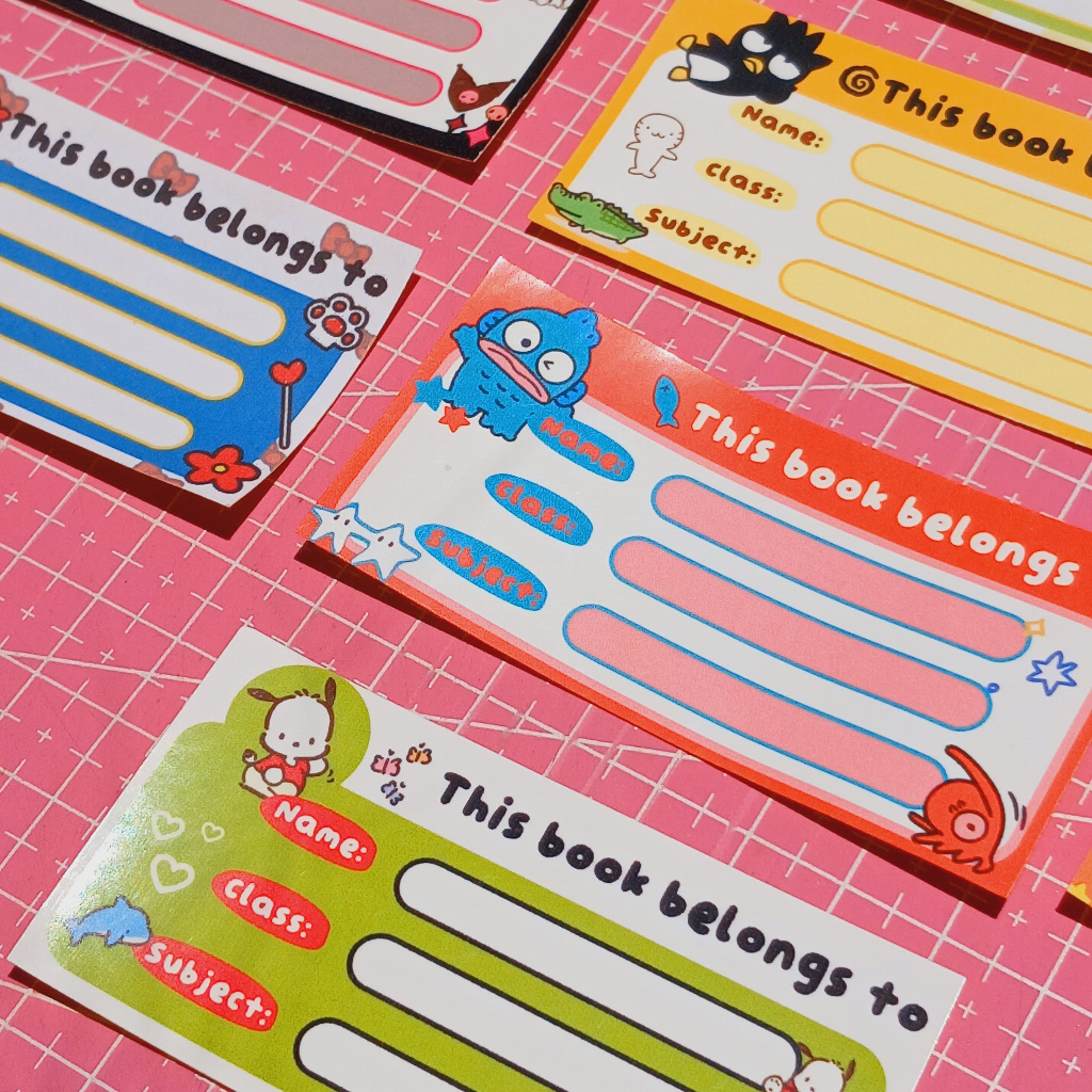 

isi 10pcs sanrio series stiker nama custom buku pelajaran sticker mapel label mata pelajaran - mimimoist