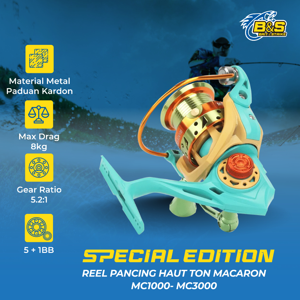 Spesial Edition Reel Pancing HAUT TON Macaron MC1000/2000/3000 5+1BB Gear Ratio 5.2:1  Max Drag 8kg 
